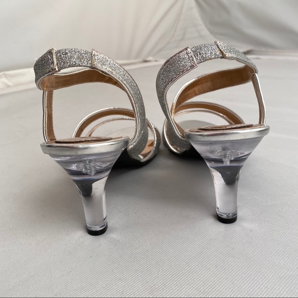 Mootsie Tootsie silver glittery strappy sandal heels - Picture 6 of 8